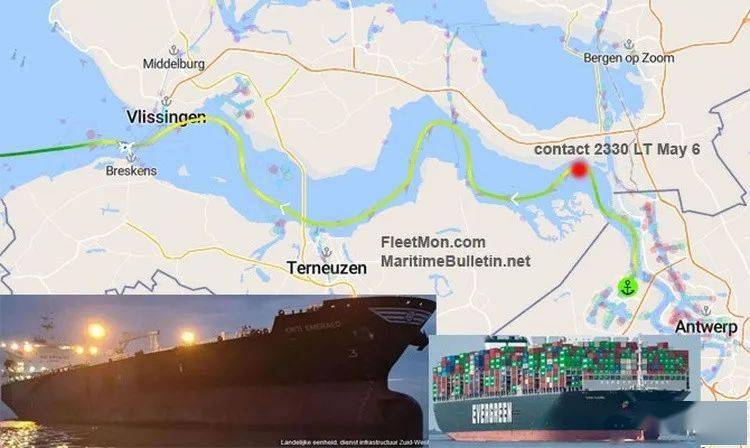 5月6日突发一型集装箱船与油轮相撞！曾挂靠多个海内海运口岸