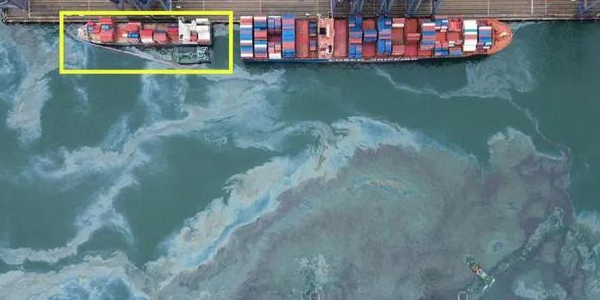 香港葵涌集装箱码头一艘集装箱船加油时代爆发走漏！